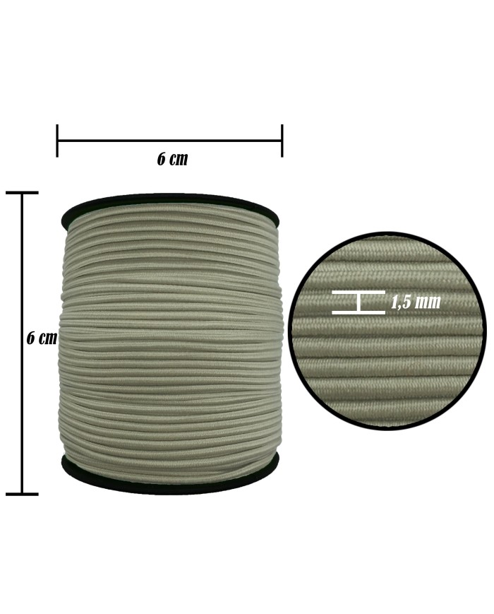 1.5 mm Şapka Lastik - 50 Metre Bej Yuvarlak Lastik