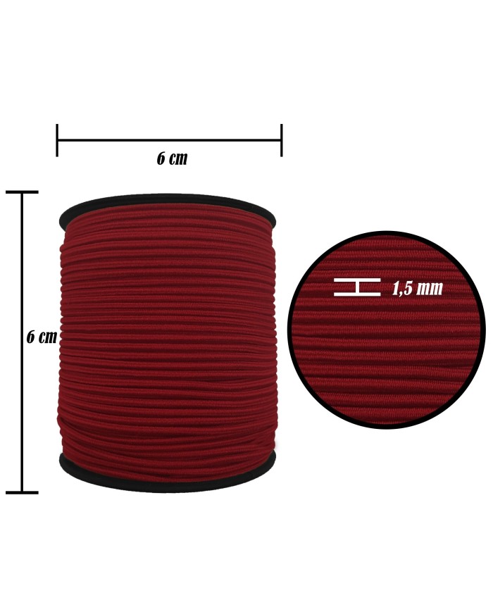1.5 mm Şapka Lastik - 50 Metre Bordo Yuvarlak Lastik