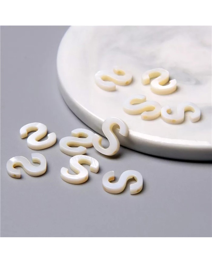 Doğal sedef taş Kolye Küpe Ucu - S HARF