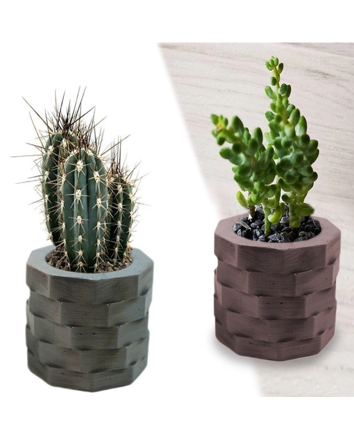 Geometri Motif Beton Saksı Silikon Kalıp - 163