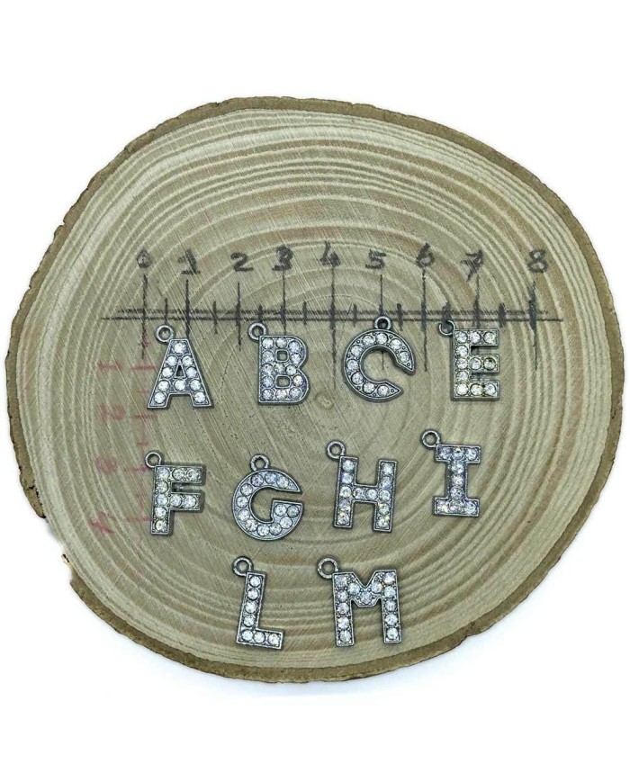 Taşlı Harfler - Üstten Kulplu Gümüş - F - 2 Adet