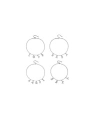 Taşlı Harfler - Üstten Kulplu Gümüş - F - 2 Adet