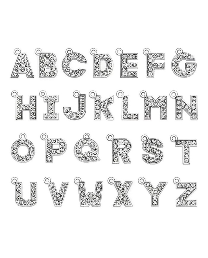 Taşlı Harfler - Üstten Kulplu Gümüş - F - 2 Adet