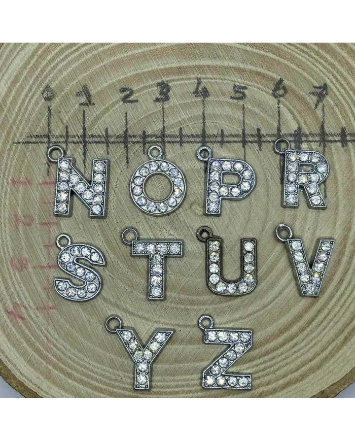 Taşlı Harfler - Üstten Kulplu Gümüş - F - 2 Adet