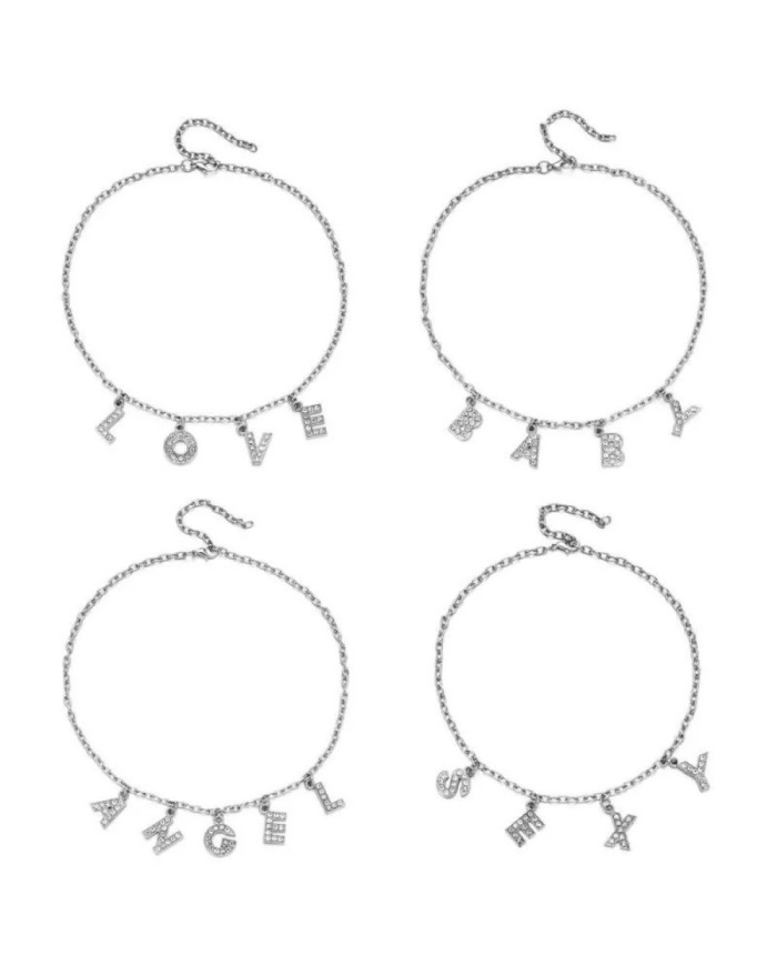 Taşlı Harfler - Üstten Kulplu Gümüş - U - 2 Adet