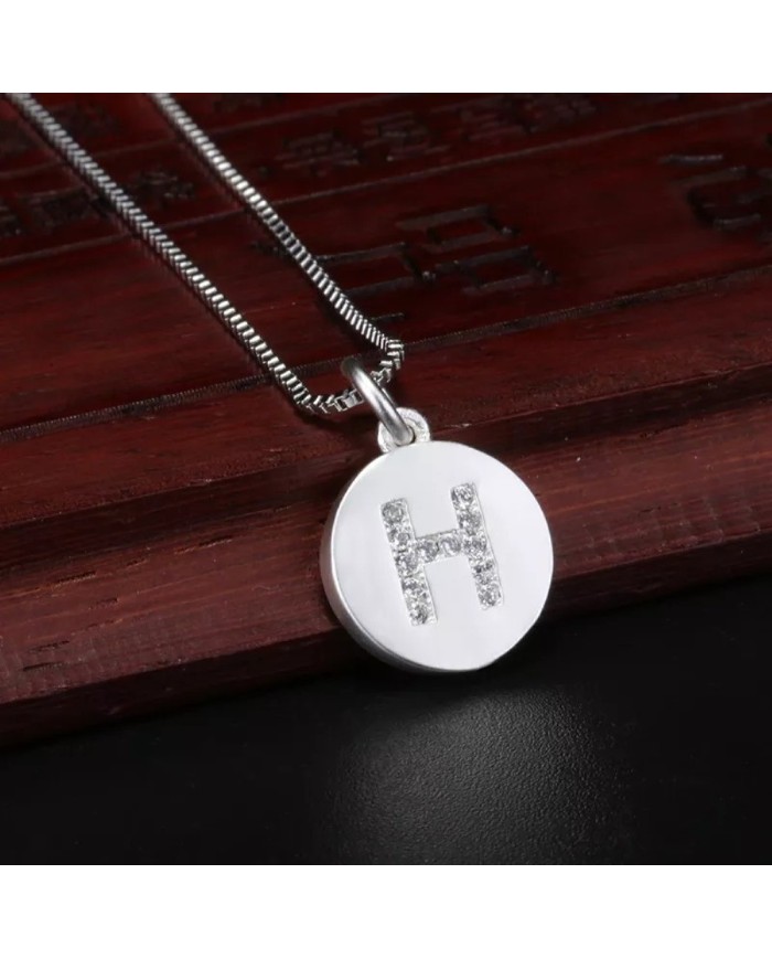 Taşlı Harf - Gümüş - H - 2 Adet