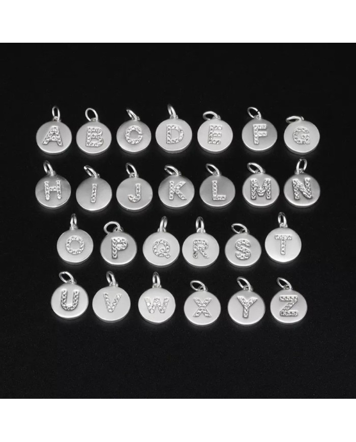 Taşlı Harf - Gümüş - R - 2 Adet