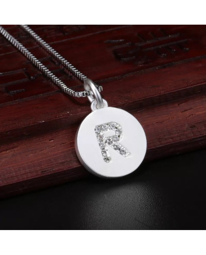 Taşlı Harf - Gümüş - R - 2 Adet