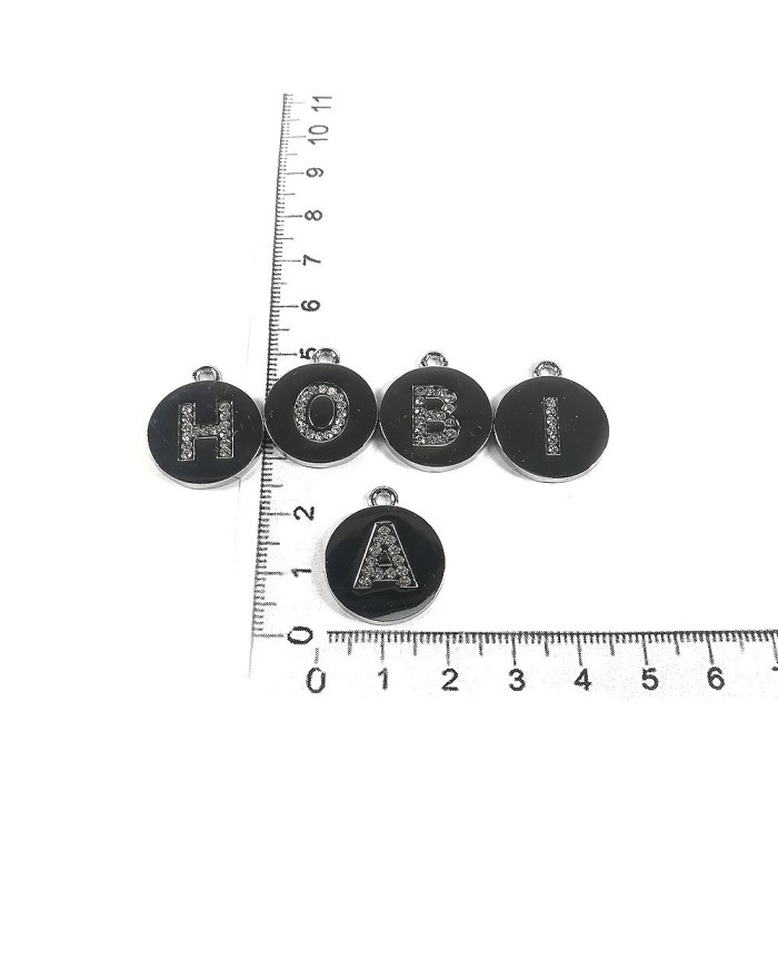 Taşlı Harf - Gümüş - R - 2 Adet