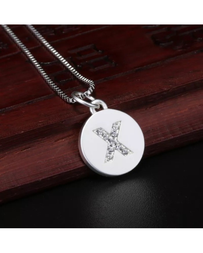 Taşlı Harf - Gümüş - X - 2 Adet