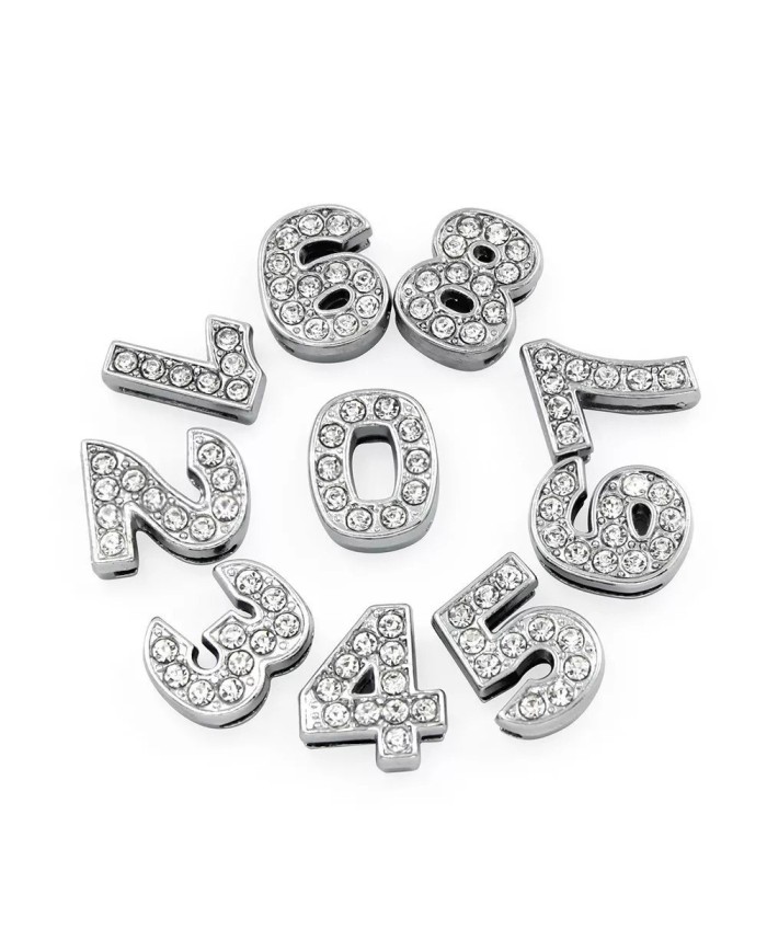 Taşlı Rakam - Kulpsuz Gümüş - 2 - 2 Adet