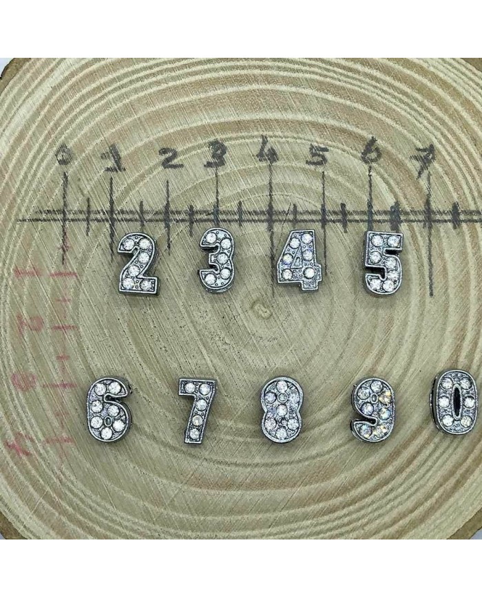 Taşlı Rakam - Kulpsuz Gümüş - 4 - 2 Adet