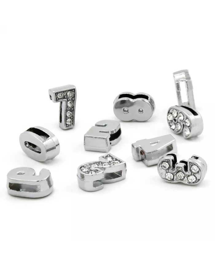 Taşlı Rakam - Kulpsuz Gümüş - 4 - 2 Adet