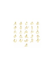 5 adet - Mini Harfler - Metal Kaplama Kulplu Gold - A