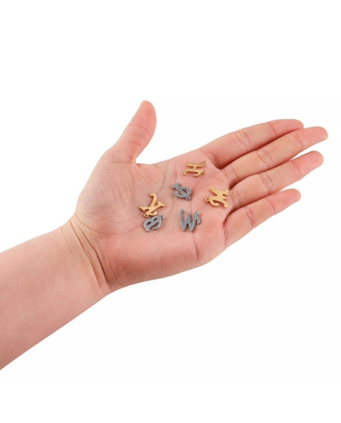 5 adet - Mini Harfler - Metal Kaplama Kulplu Gold - A