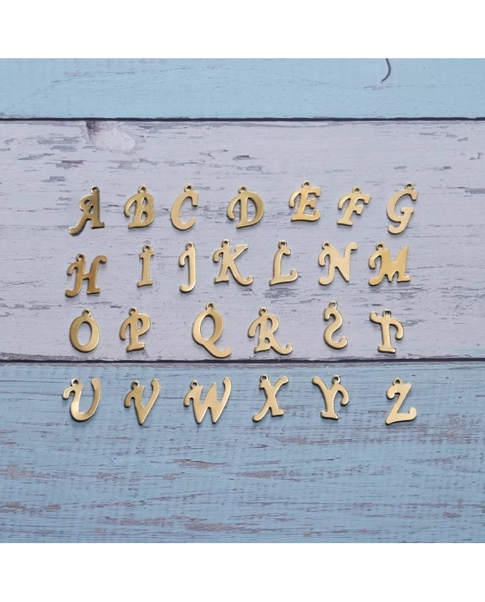 5 adet - Mini Harfler - Metal Kaplama Kulplu Gold - A