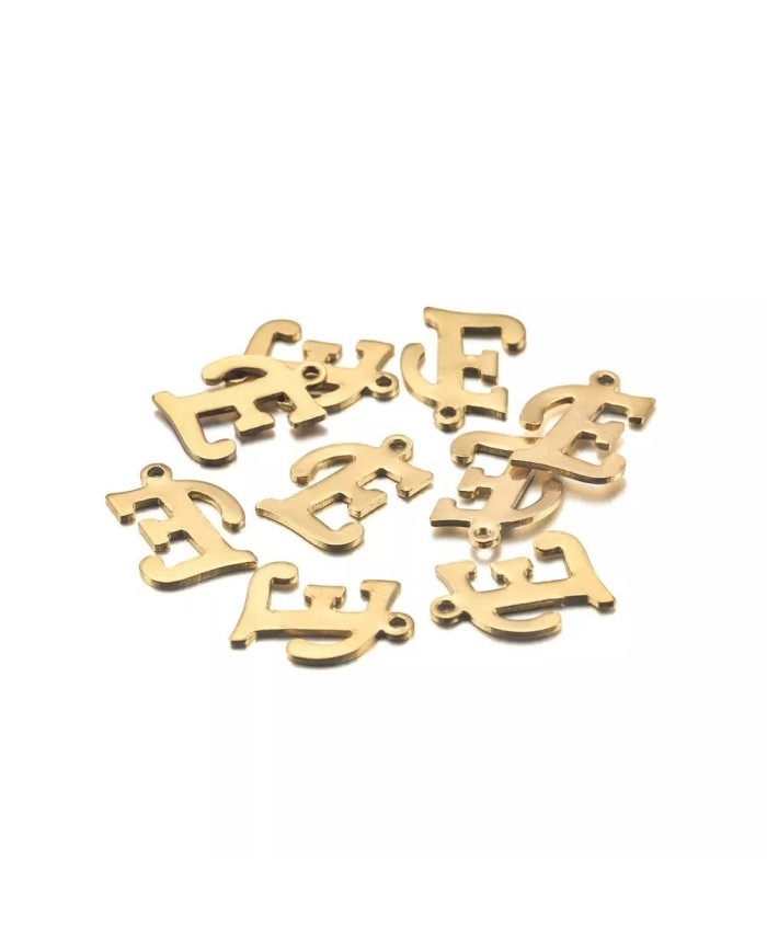 5 adet - MİNİ HARFLER - METAL KAPLAMA KULPLU GOLD - E