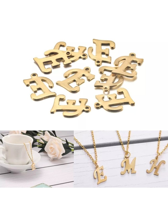 5 adet - MİNİ HARFLER - METAL KAPLAMA KULPLU GOLD - E