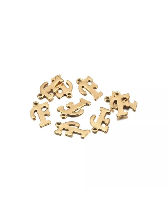 5 adet - MİNİ HARFLER - METAL KAPLAMA KULPLU GOLD - F