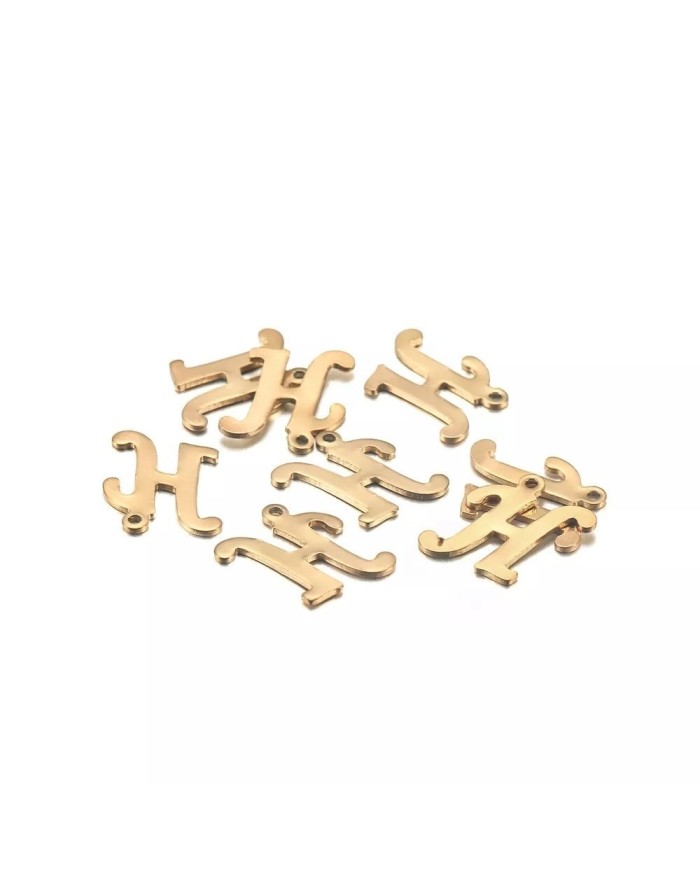 5 ADET - MİNİ HARFLER - METAL KAPLAMA KULPLU GOLD - H
