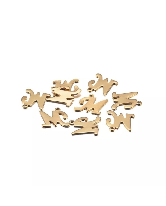 5 ADET - MİNİ HARFLER - METAL KAPLAMA KULPLU GOLD - M