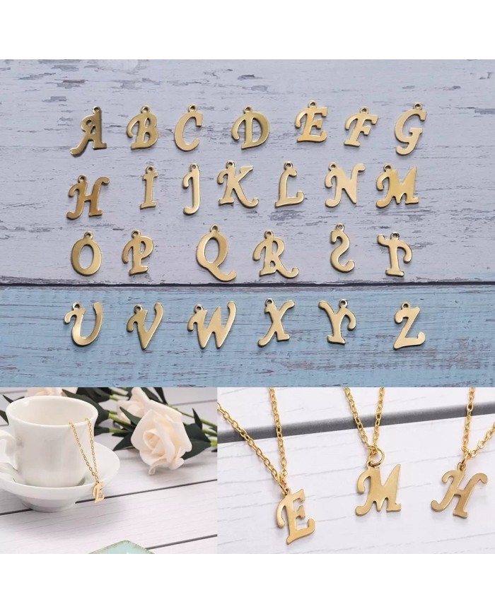 5 ADET - MİNİ HARFLER - METAL KAPLAMA KULPLU GOLD - T