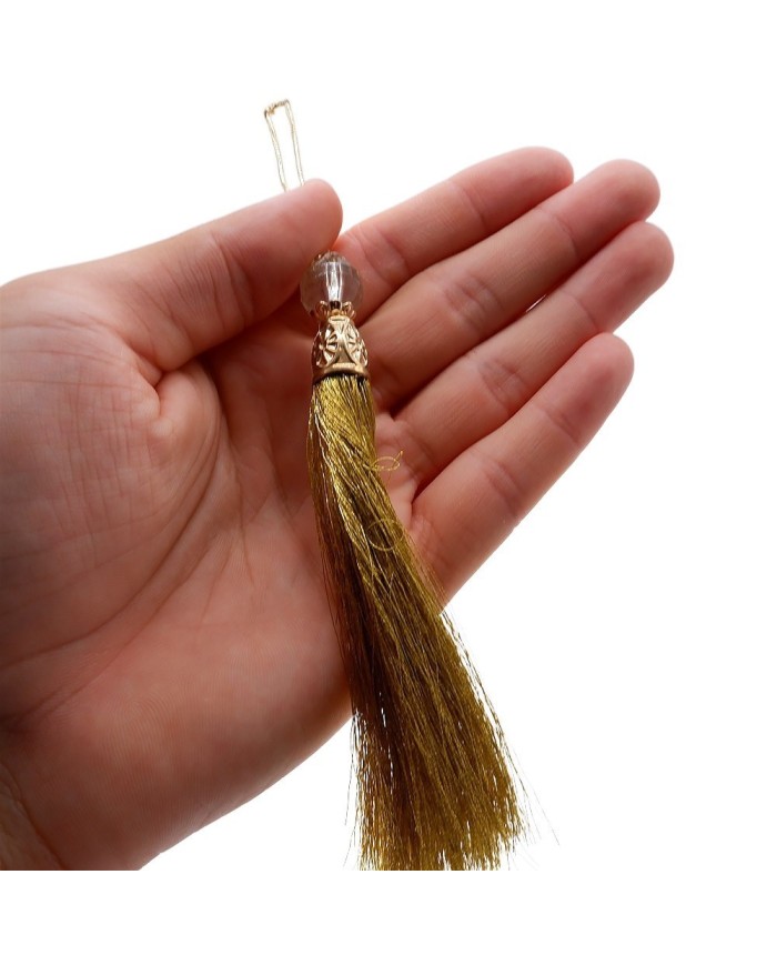 50 Adet - Boncuklu Püskül Hardal - 10 cm - A