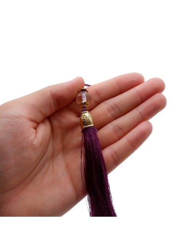 100 Adet - Boncuklu Püskül Mor - 10 cm - A