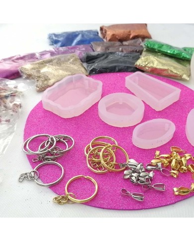 Reçine Epoksi Seti - Anahtarlık Kalıpları (750ml reçine) - E15.A3.A11.E12.417