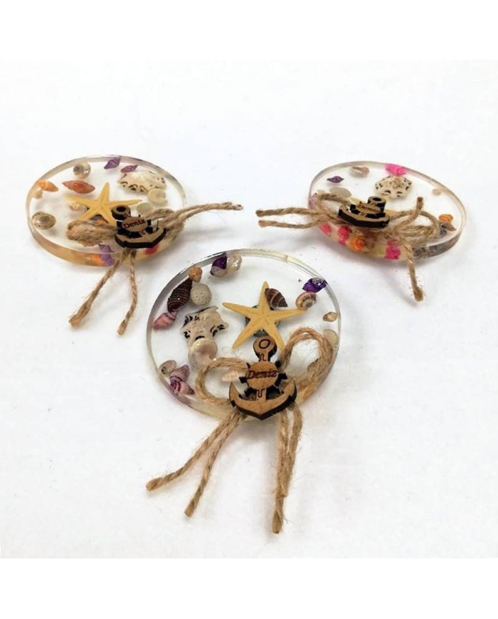 5 adet - Reçine Epoksi Anahtarlık Delikli Yuvarlak 6 cm A-1