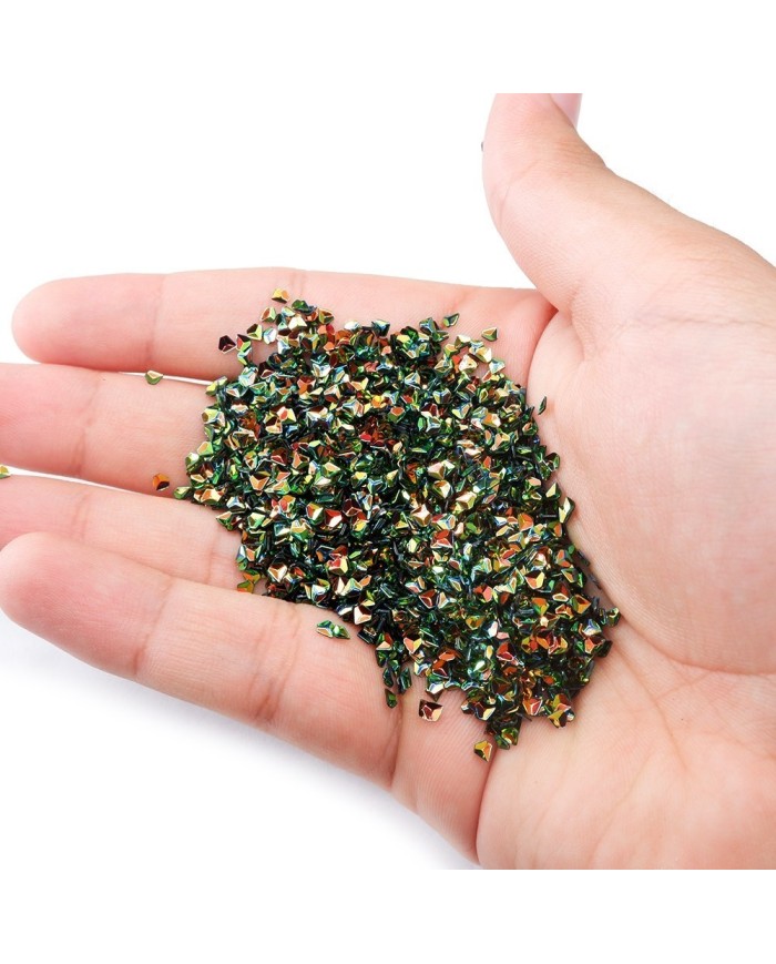 Karışık Üçgen Pul Kırığı - Koyu Yeşil - 10 gr