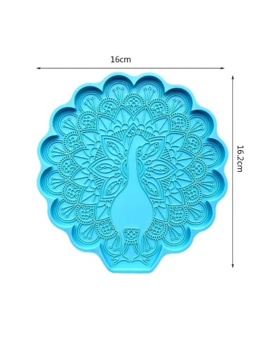 Reçine Epoksi Kalıp - Tavus Kuşu Bardak Altı Nihale - 993