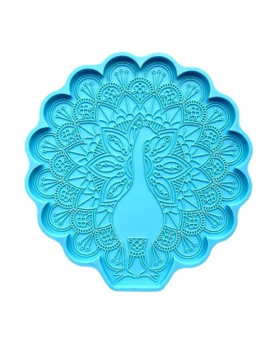 Reçine Epoksi Kalıp - Tavus Kuşu Bardak Altı Nihale - 993