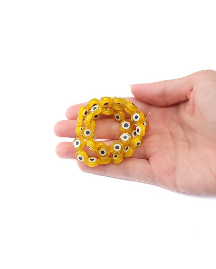 Cam Nazar Boncuk -Sarı- 8x4mm